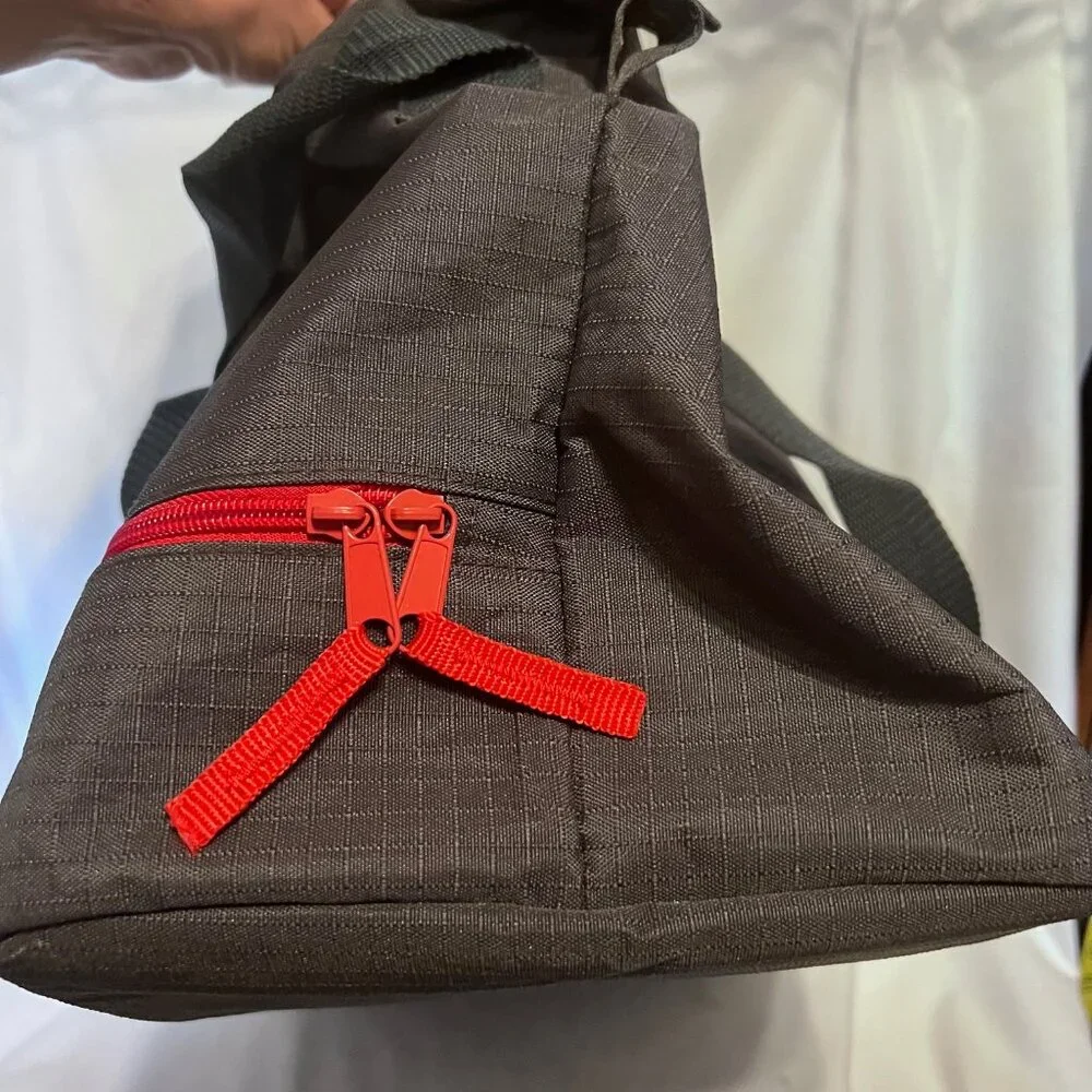 Perry Ellis-Gray& Red Tote/Satchel Travel Bag-Adjustable Shoulder Strap-Zip Bott